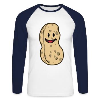 Erdnuss Erdnüsse Nuss Nüsse Speise nett - Unisex Baseballshirt langarm - Weiß/Navy - Vorne - Nik (191cm)