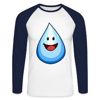 Water Water drops Drops Raindrops Rain - Unisex Long Sleeve Baseball T-Shirt - white/navy - Front - Nik (191cm)
