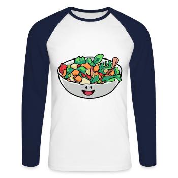 Végétalien Végétalien Salade végétalienne Nourriture saine Faim - T-shirt baseball manches longues Homme - blanc/marine - Devant - Nik (191cm)