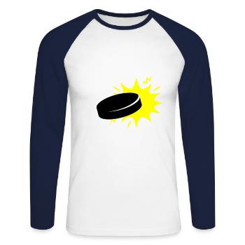 Jeu de passe-temps pour hockey sur glace de hockey sur glace de sport - T-shirt baseball manches longues Homme - blanc/marine - Devant - Nik (191cm)