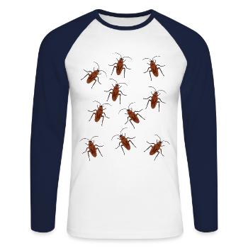 Cafard cafard insecte - T-shirt baseball manches longues Homme - blanc/marine - Devant - Nik (191cm)