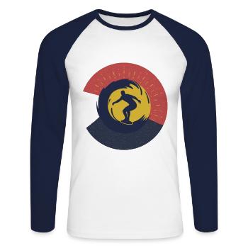 Surfen Surfer Surf Kreis - Unisex Baseballshirt langarm - Weiß/Navy - Vorne - Nik (191cm)