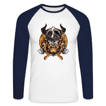 VIKINGS - Unisex Baseballshirt langarm - Weiß/Navy - Vorne - Nik (191cm)