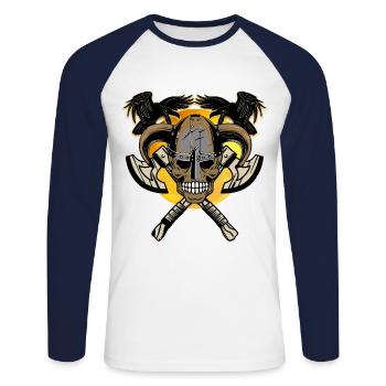 VIKINGS - Unisex Baseballshirt langarm - Weiß/Navy - Vorne - Nik (191cm)