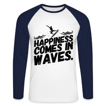 Surfen Surfer Surf Lustig Sprüche Glück - Unisex Baseballshirt langarm - Weiß/Navy - Vorne - Nik (191cm)