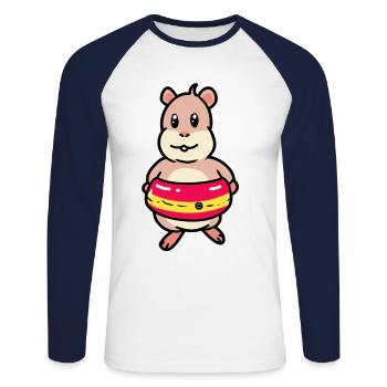 Baignade baignade hamster rongeur anneau de natation enfant - T-shirt baseball manches longues Homme - blanc/marine - Devant - Nik (191cm)