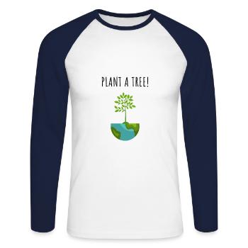 Protection de l’environnement Protection de l’environnement Planète Terre Vert - T-shirt baseball manches longues Homme - blanc/marine - Devant - Nik (191cm)