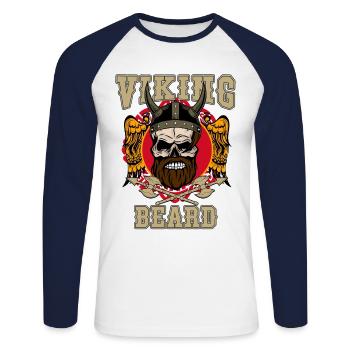 VIKINGS - Unisex Baseballshirt langarm - Weiß/Navy - Vorne - Nik (191cm)