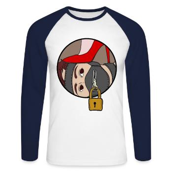 submissive Slave Domina Femdom Female Domination BDSM - Unisex Long Sleeve Baseball T-Shirt - white/navy - Front - Nik (191cm)