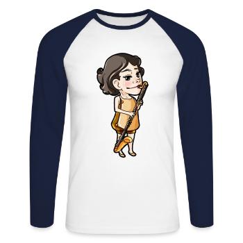 Bass Clarinet Woodwinds Bb Clarinet Gift - Unisex Long Sleeve Baseball T-Shirt - white/navy - Front - Nik (191cm)