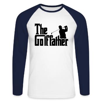 Der Golffather - Unisex Baseballshirt langarm - Weiß/Navy - Vorne - Nik (191cm)