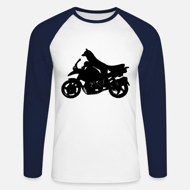 Motorrad Geschenk - Unisex Baseballshirt langarm - Weiß/Navy