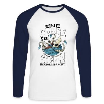 Seemann Kapitän Boot Schiff Spruch Geschenk Geek - Unisex Baseballshirt langarm - Weiß/Navy - Vorne - Nik (191cm)
