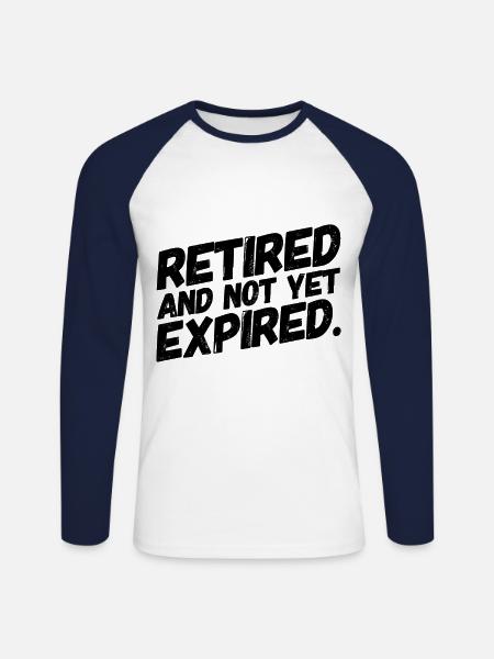 Pensionister Retiree sjove ordsprog ikke udløbet - Langærmet herre-baseballshirt - hvid/marineblå