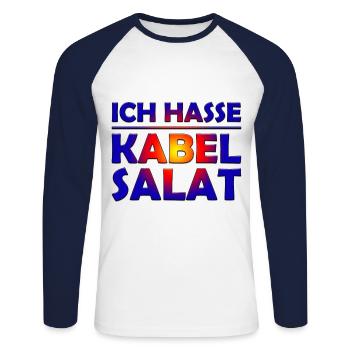Ich Hasse Kabel Salat - Unisex Baseballshirt langarm - Weiß/Navy - Vorne - Nik (191cm)