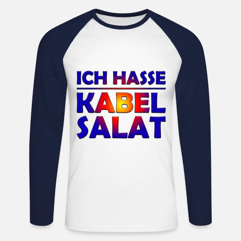 Ich Hasse Kabel Salat - Unisex Baseballshirt langarm - Weiß/Navy