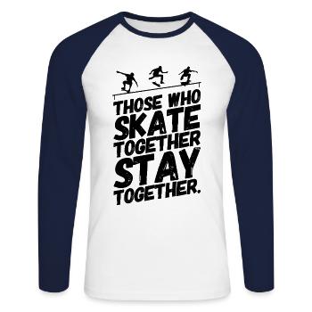 Skate Skater Skateboard Skaten Team - Unisex Baseballshirt langarm - Weiß/Navy - Vorne - Nik (191cm)