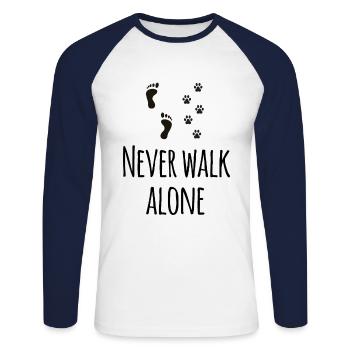 never walk alone - Unisex Baseballshirt langarm - Weiß/Navy - Vorne - Nik (191cm)