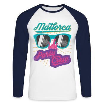 Mallorca party crew vintage style - Unisex Long Sleeve Baseball T-Shirt - white/navy - Front - Nik (191cm)