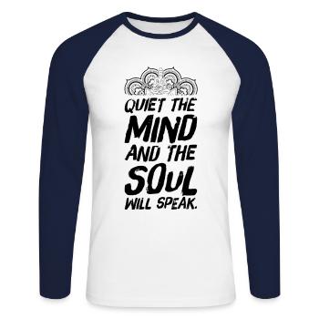 Meditation Yoga Buddhism sayings soul - Unisex Long Sleeve Baseball T-Shirt - white/navy - Front - Nik (191cm)