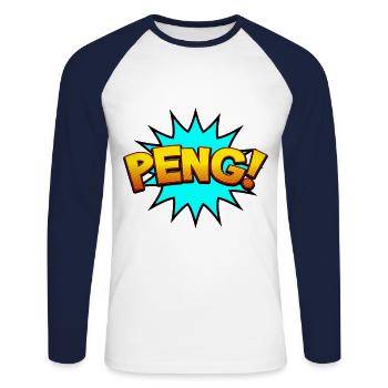 Cartoon Comic Style PENG! - Unisex Long Sleeve Baseball T-Shirt - white/navy - Front - Nik (191cm)