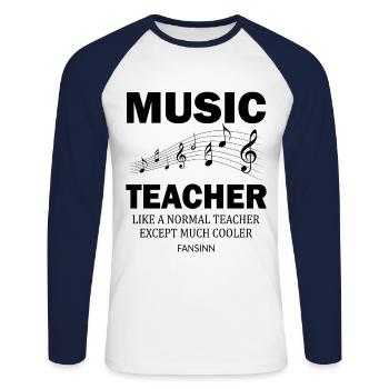 Music teacher school fun singing instrument gift - Unisex Long Sleeve Baseball T-Shirt - white/navy - Front - Nik (191cm)