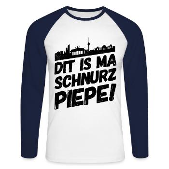 Berlin Berliner Lustige Sprüche Mundart Piepe - Unisex Baseballshirt langarm - Weiß/Navy - Vorne - Nik (191cm)