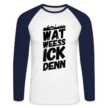 Berlin Berliner Lustige Sprüche Mundart Weess - Unisex Baseballshirt langarm - Weiß/Navy - Vorne - Nik (191cm)