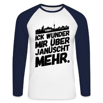 Berlin Berliner Lustige Sprüche Mundart Janüscht - Unisex Baseballshirt langarm - Weiß/Navy - Vorne - Nik (191cm)