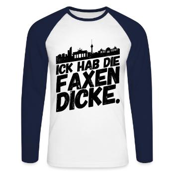 Berlin Berliner Lustige Sprüche Mundart Faxen - Unisex Baseballshirt langarm - Weiß/Navy - Vorne - Nik (191cm)