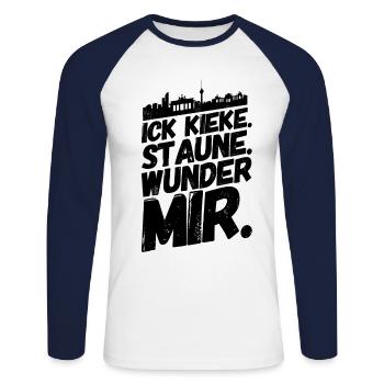 Berlin Berliner Lustige Sprüche Mundart Staune - Unisex Baseballshirt langarm - Weiß/Navy - Vorne - Nik (191cm)