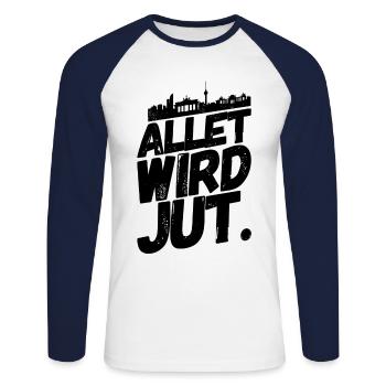 Berlin Berliner Lustige Sprüche Mundart Jut - Unisex Baseballshirt langarm - Weiß/Navy - Vorne - Nik (191cm)