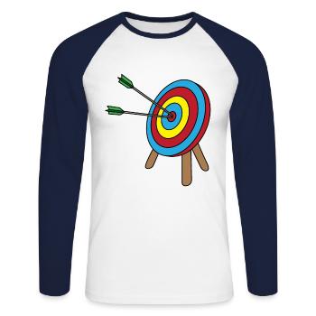 Archery bow and arrow longbow gift - Unisex Long Sleeve Baseball T-Shirt - white/navy - Front - Nik (191cm)