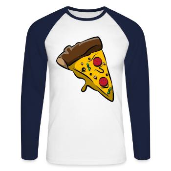Pizza Pizzeri Pizzeria Italy Salami Cheese Gift - Unisex Long Sleeve Baseball T-Shirt - white/navy - Front - Nik (191cm)