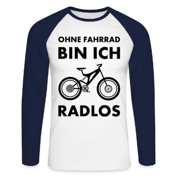 Without a bike I am Radlos mountain bike - Unisex Long Sleeve Baseball T-Shirt - white/navy - Front - Nik (191cm)