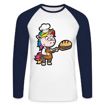 Unicorn Baker Baker Journeyman Bakery funny - Unisex Long Sleeve Baseball T-Shirt - white/navy - Front - Nik (191cm)