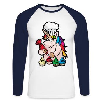 Unicorn Cupcake Baker Baking Baked Goods - Unisex Long Sleeve Baseball T-Shirt - white/navy - Front - Nik (191cm)