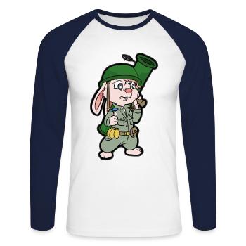 Bundeswehr lapin lapin militaire panzerfaust armée - T-shirt baseball manches longues Homme - blanc/marine - Devant - Nik (191cm)