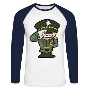 Armee General Feldwebel Offizier Funker Grenadier - Unisex Baseballshirt langarm - Weiß/Navy - Vorne - Nik (191cm)