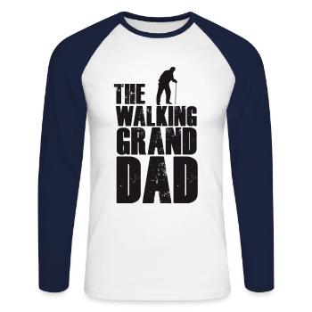 Chemise drôle de grand-papa grand-papa de chemise - T-shirt baseball manches longues Homme - blanc/marine - Devant - Nik (191cm)