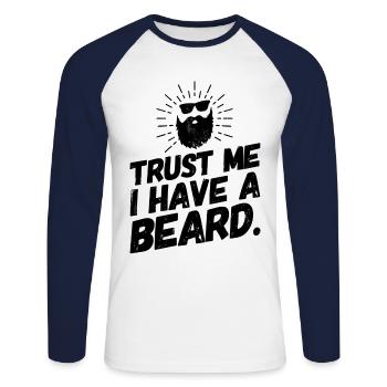 Beard Bearded Beard Funny Sayings Confidence - Unisex Long Sleeve Baseball T-Shirt - white/navy - Front - Nik (191cm)