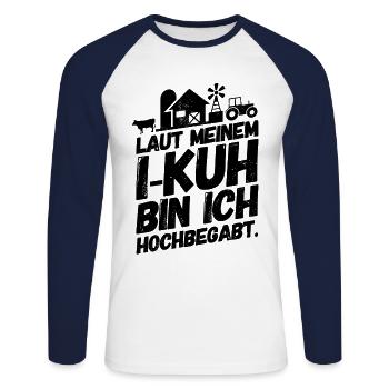 Landwirt Bauer Landwirtschaft Sprüche IQ - Unisex Baseballshirt langarm - Weiß/Navy - Vorne - Nik (191cm)