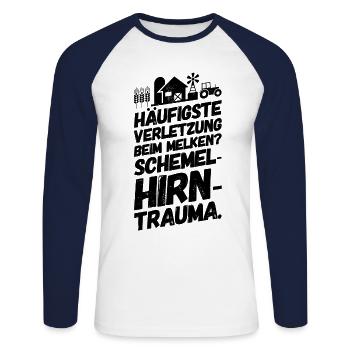 Landwirt Bauer Landwirtschaft Sprüche Melken - Unisex Baseballshirt langarm - Weiß/Navy - Vorne - Nik (191cm)