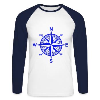 Nautik Windrose Maritime Navigation Maritime Marine - T-shirt baseball manches longues Homme - blanc/marine - Devant - Nik (191cm)