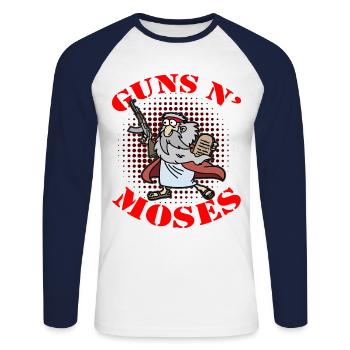 Guns and Moses Christ Arme fidèle - T-shirt baseball manches longues Homme - blanc/marine - Devant - Nik (191cm)