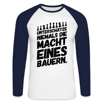 Dicton d'échecs - T-shirt baseball manches longues Homme - blanc/marine - Devant - Nik (191cm)