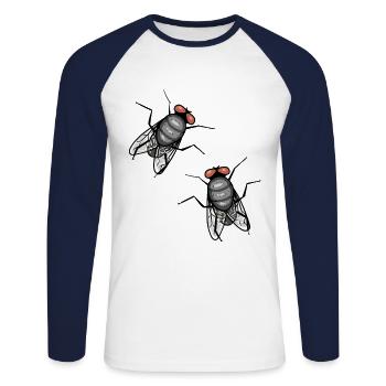 Mouche Insectes Insectes Animaux Animaux Vermine - T-shirt baseball manches longues Homme - blanc/marine - Devant - Nik (191cm)
