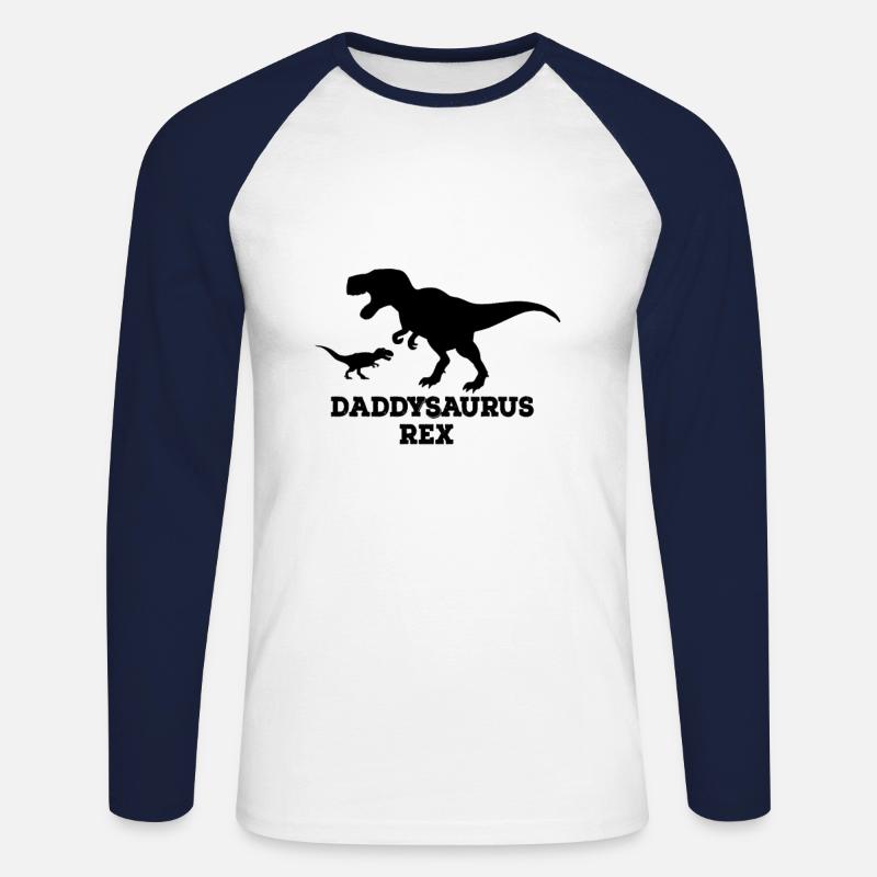 Daddysaurus Rex - Unisex Baseballshirt langarm - Weiß/Navy