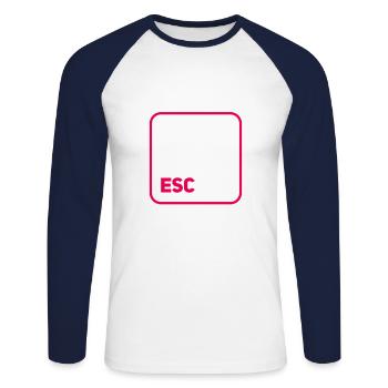 touche esc - T-shirt baseball manches longues Homme - blanc/marine - Devant - Nik (191cm)