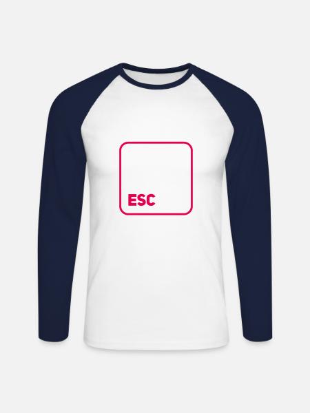 esc key - Unisex Long Sleeve Baseball T-Shirt - white/navy